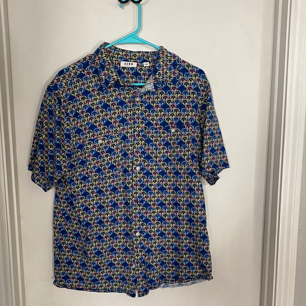 ROWM Stylish Blue Patterned Casual Shirt